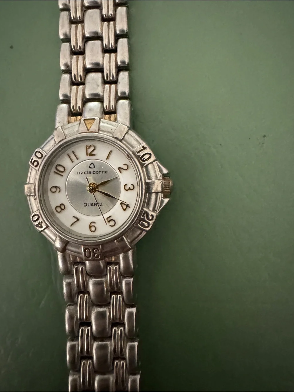 Liz Claiborne Silver and Gold Accent White Face Women's Bracelet Watch
